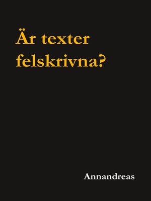 cover image of Är texter felskrivna?